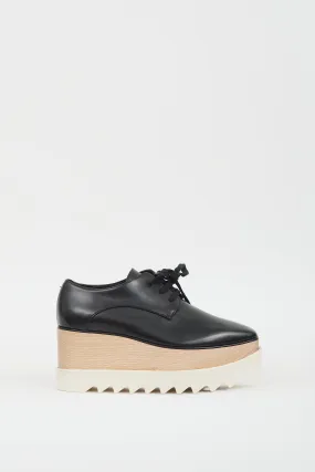 Black & Beige Faux Leather Elyse Platform Derby