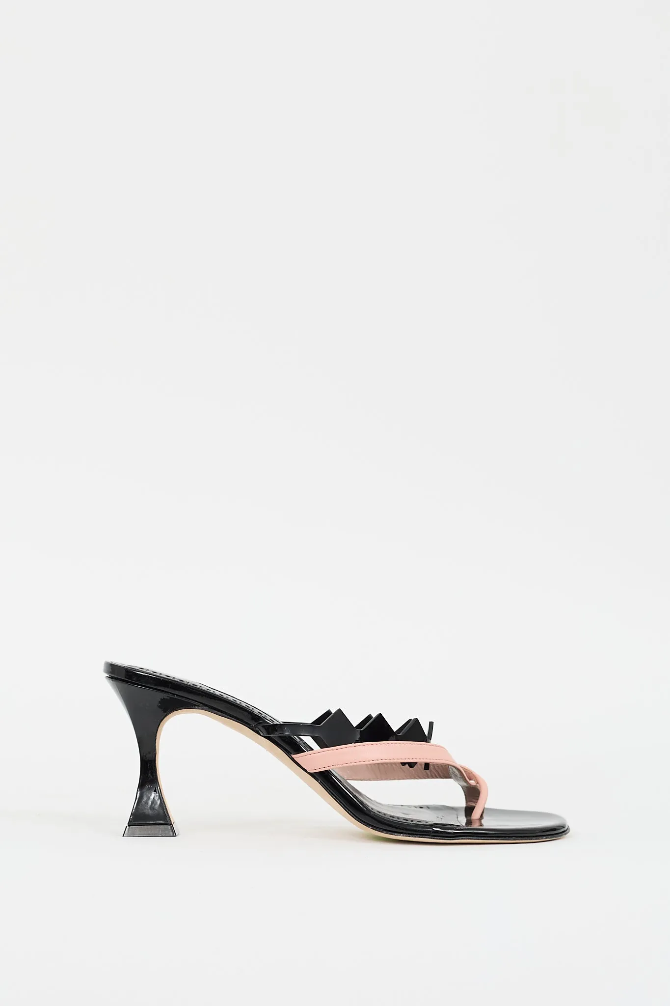 Black & Pink Patent Leather Sulafahi Heeled Sandal