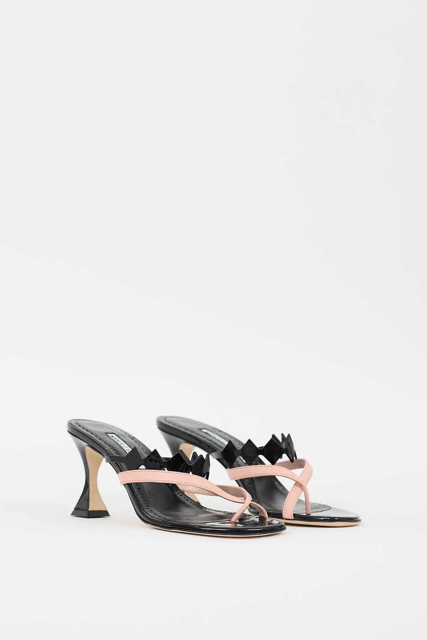 Black & Pink Patent Leather Sulafahi Heeled Sandal