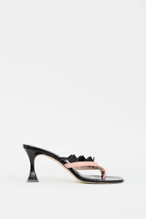 Black & Pink Patent Leather Sulafahi Heeled Sandal