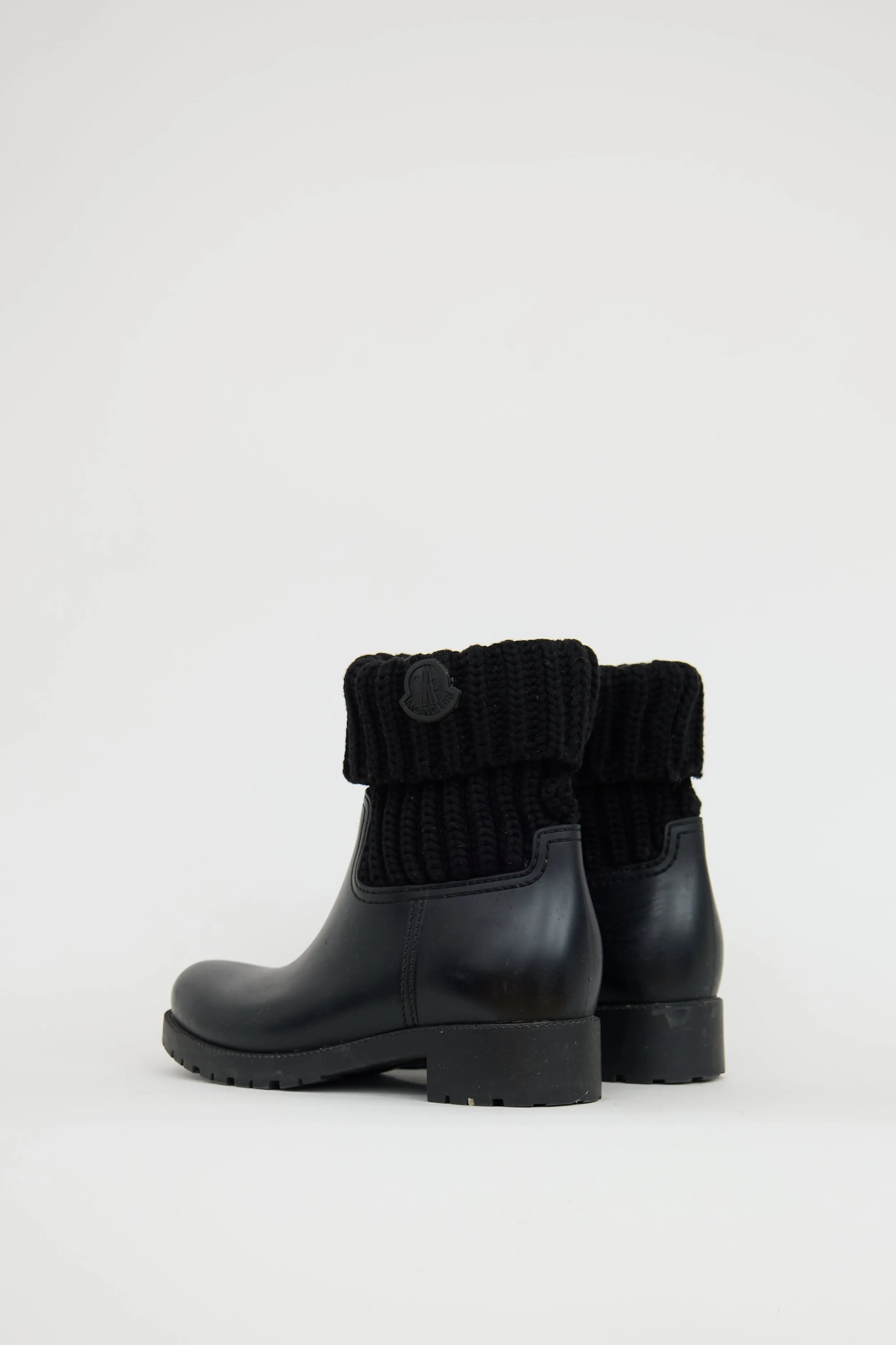 Black Ginette Knit Rubber Boot