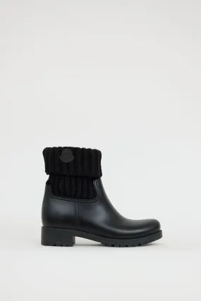 Black Ginette Knit Rubber Boot