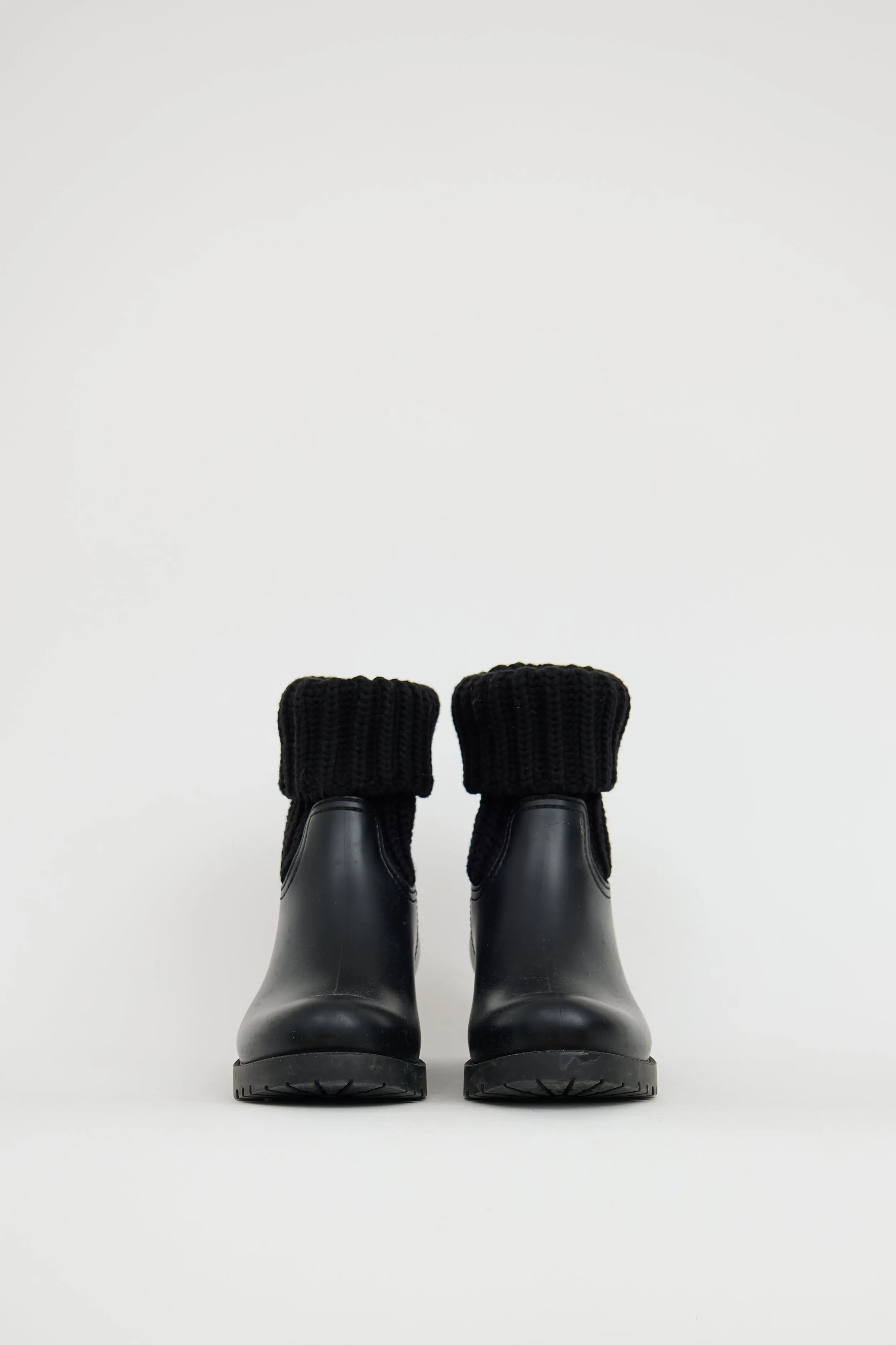 Black Ginette Knit Rubber Boot