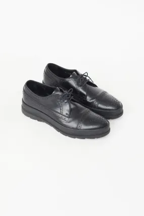 Black Leather Brogue Derby