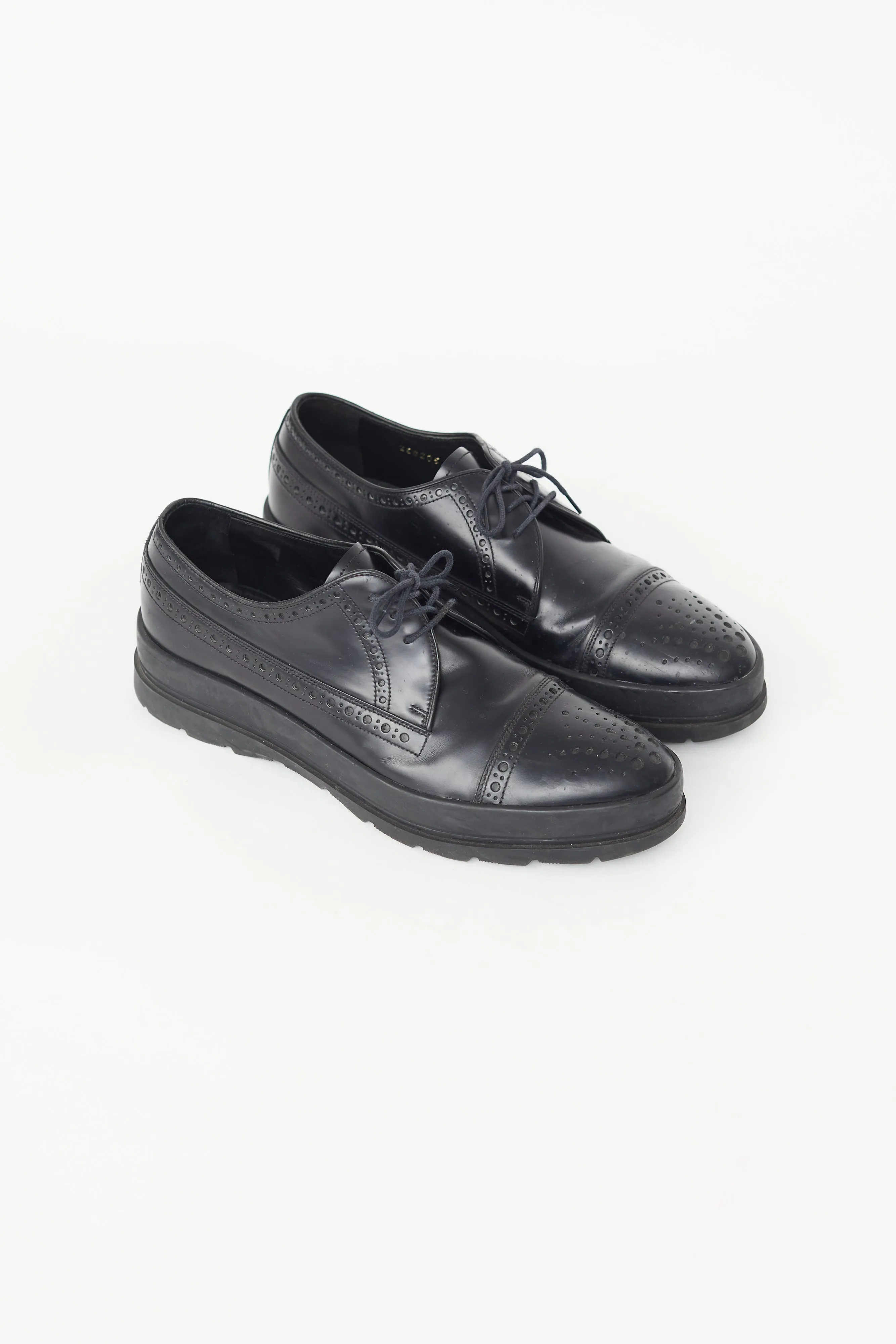 Black Leather Brogue Derby