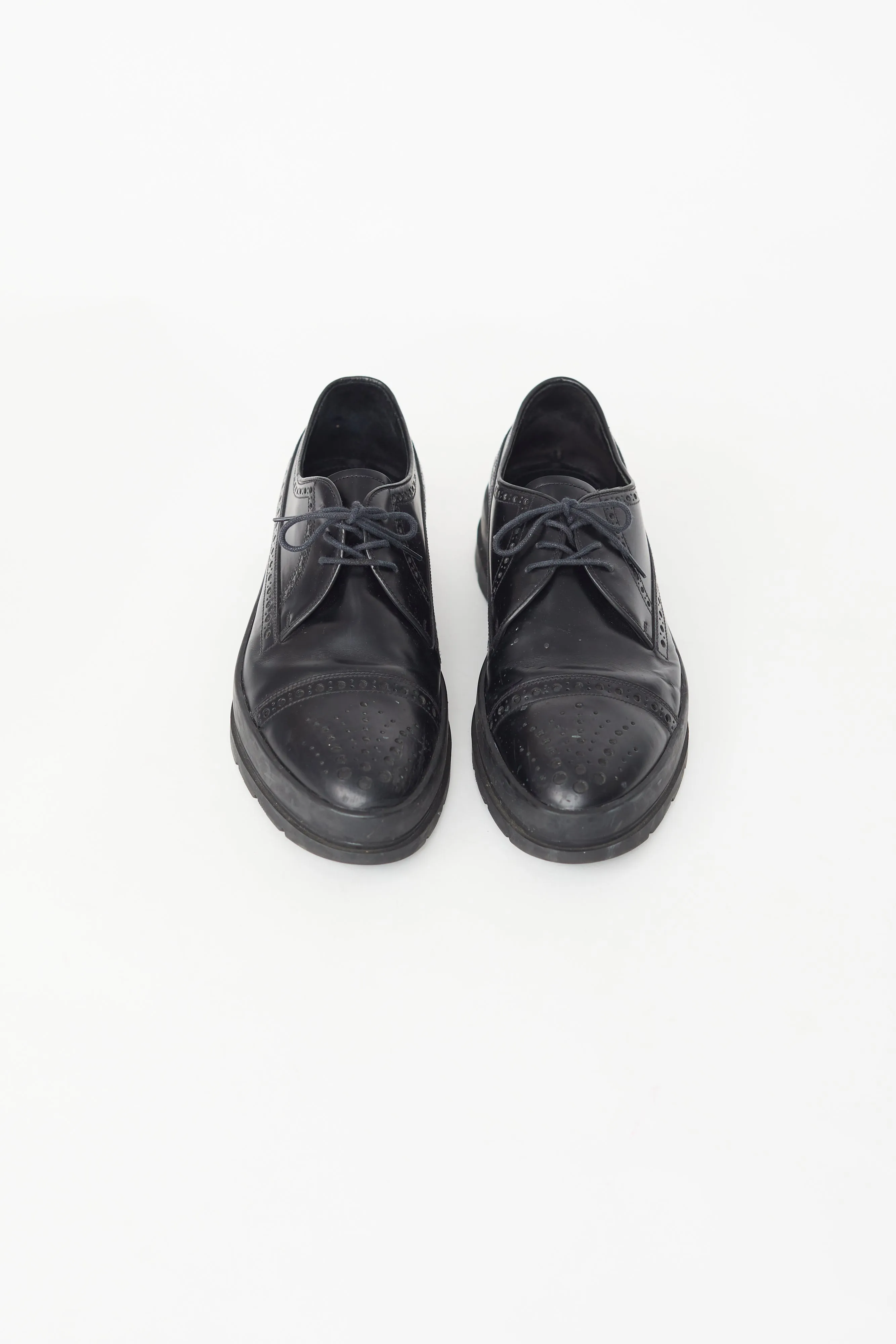 Black Leather Brogue Derby