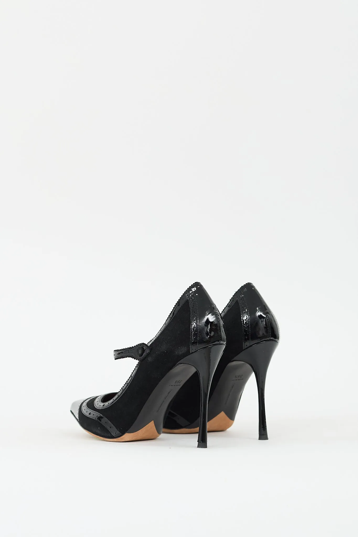Black Suede & Leather Mary Jane Pump