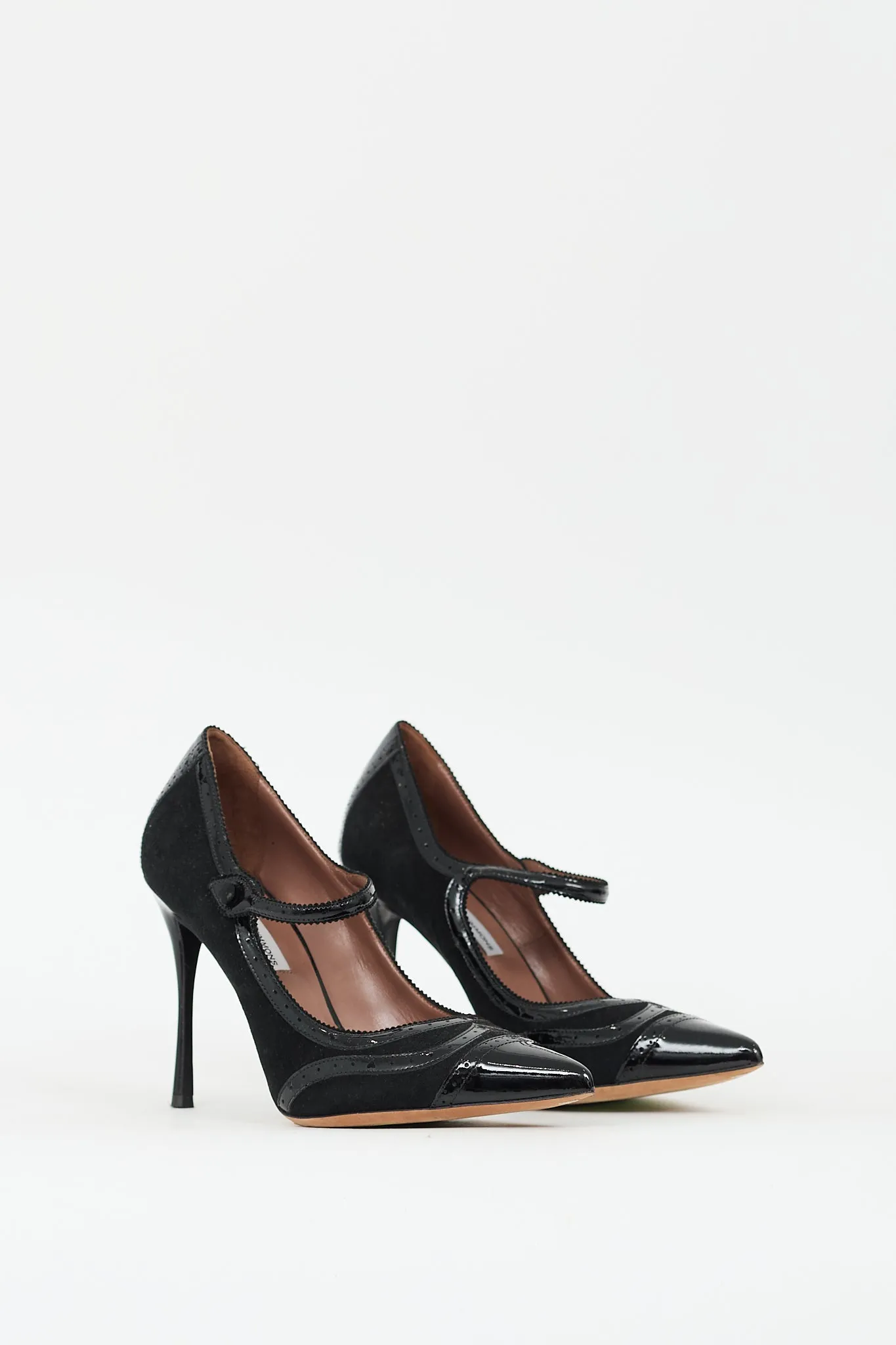 Black Suede & Leather Mary Jane Pump