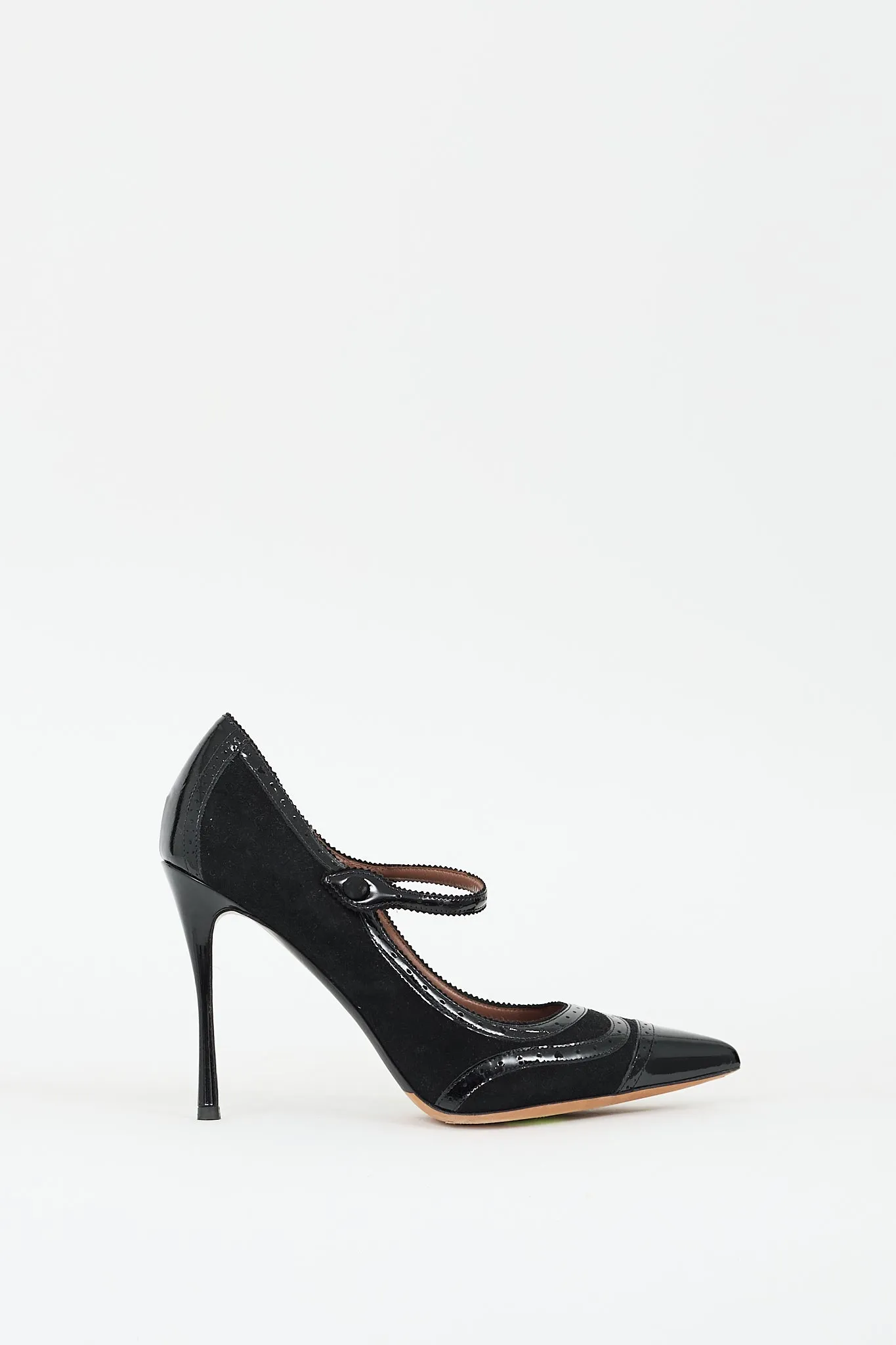 Black Suede & Leather Mary Jane Pump