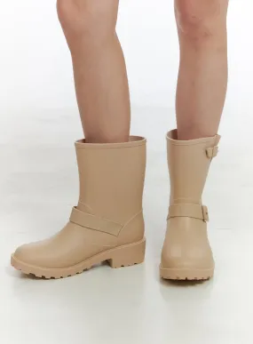 Buckle Rubber Midi Boots OL411