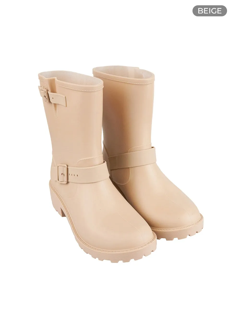 Buckle Rubber Midi Boots OL411