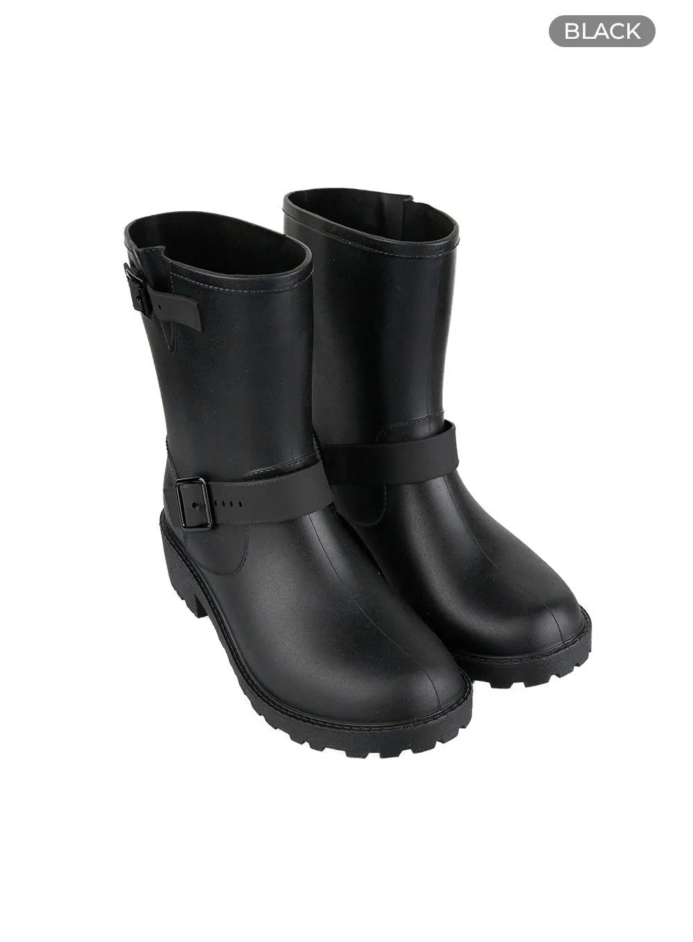 Buckle Rubber Midi Boots OL411