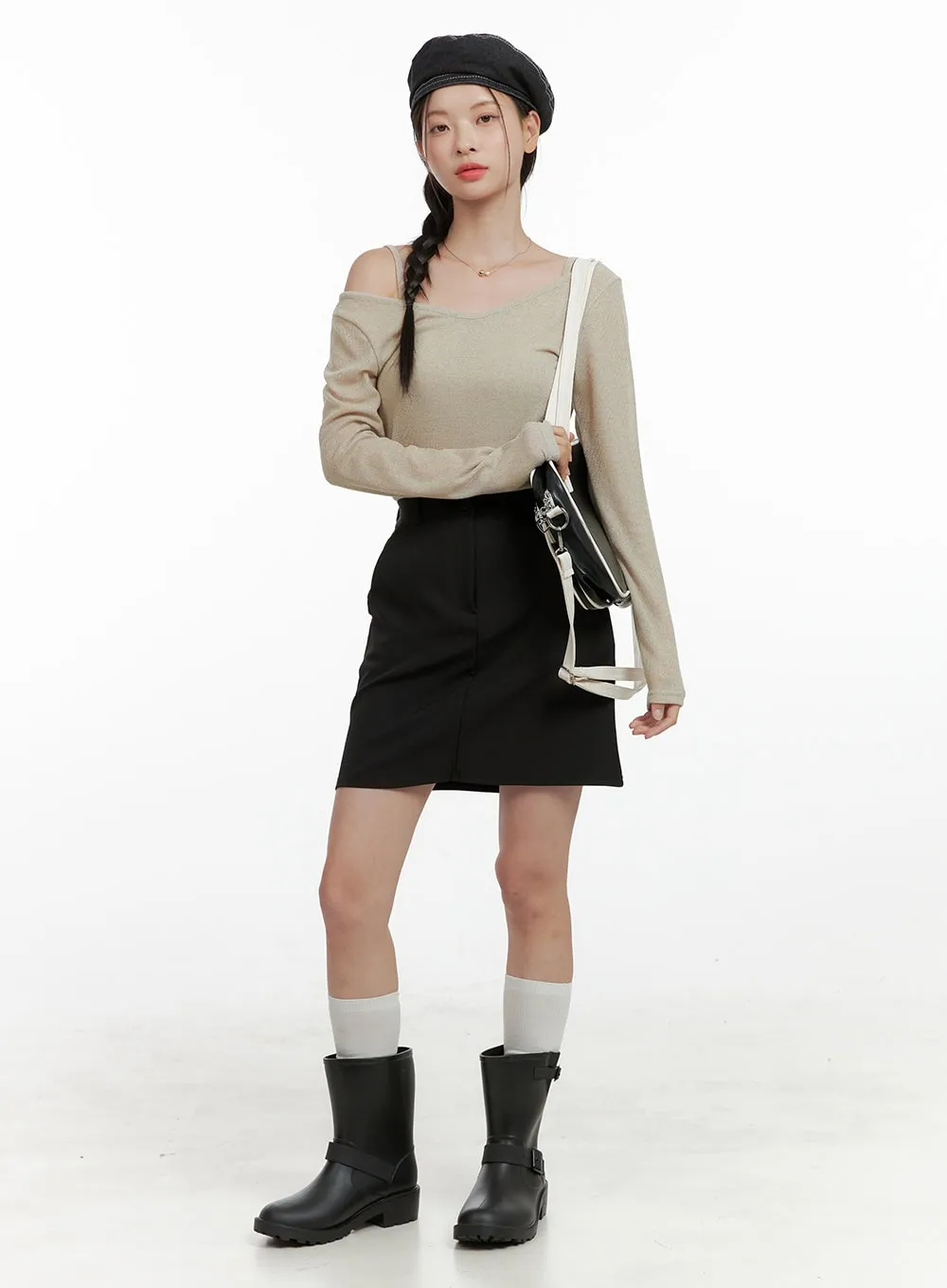 Buckle Rubber Midi Boots OL411