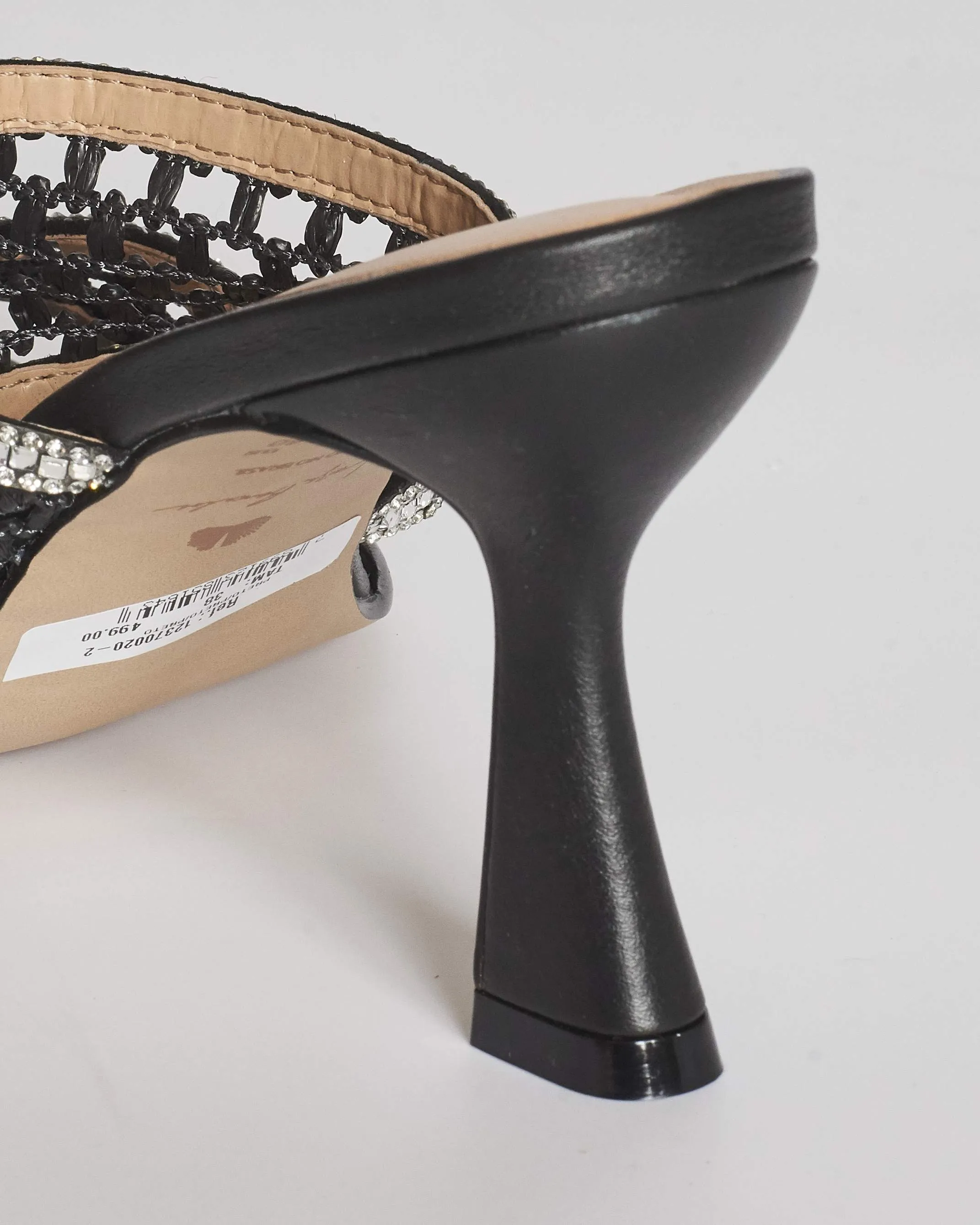 Double Strap Rhinestone Slip On Sandal