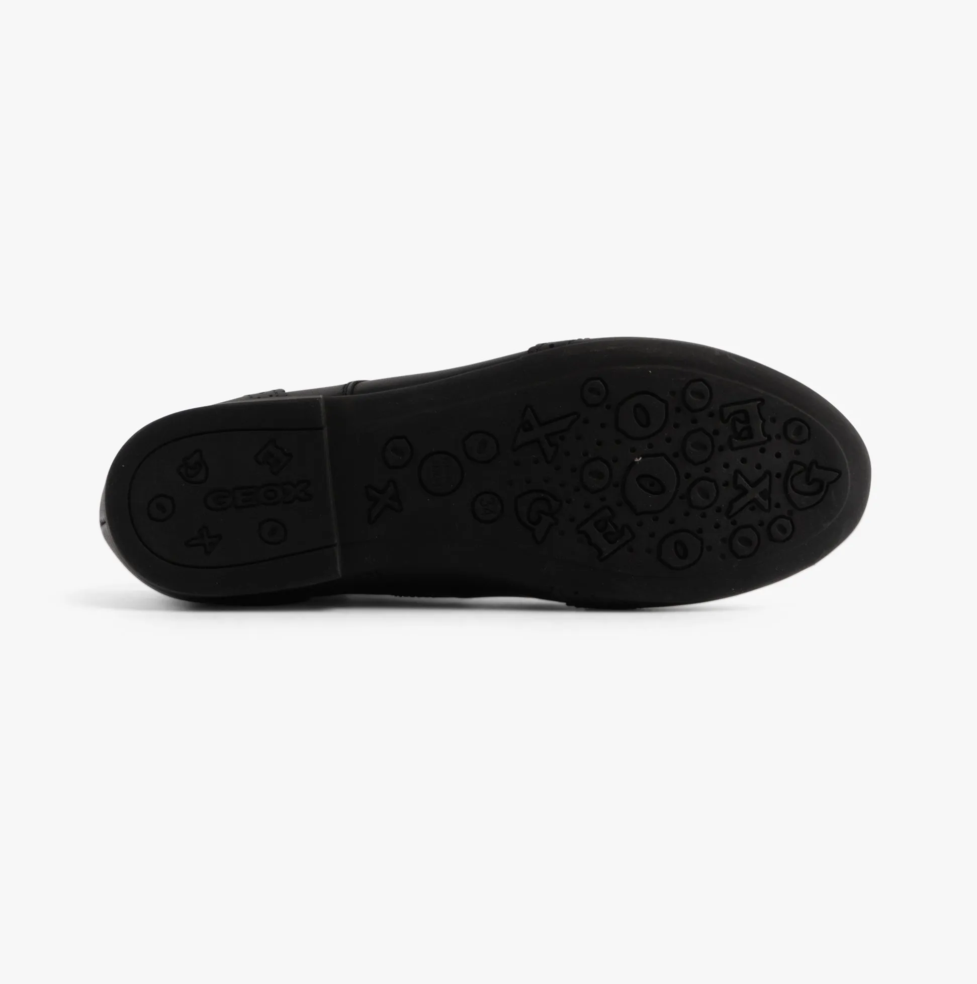 GEOX PLIE Girls Leather Brogue School Shoes Black