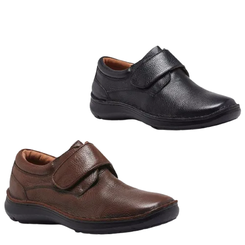 HUSH PUPPIES BLOKE Leather Shoes Slip On Extra Wide Work All Day Comfort