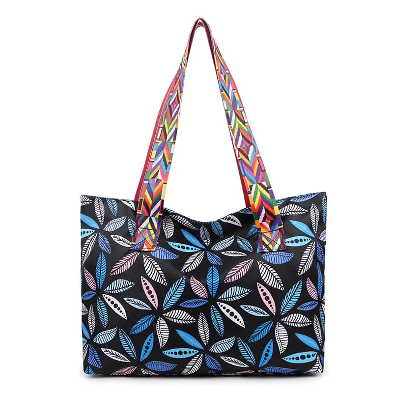 Printed ribbon handbag shopping bag large capacity waterproof Oxford fabric bag