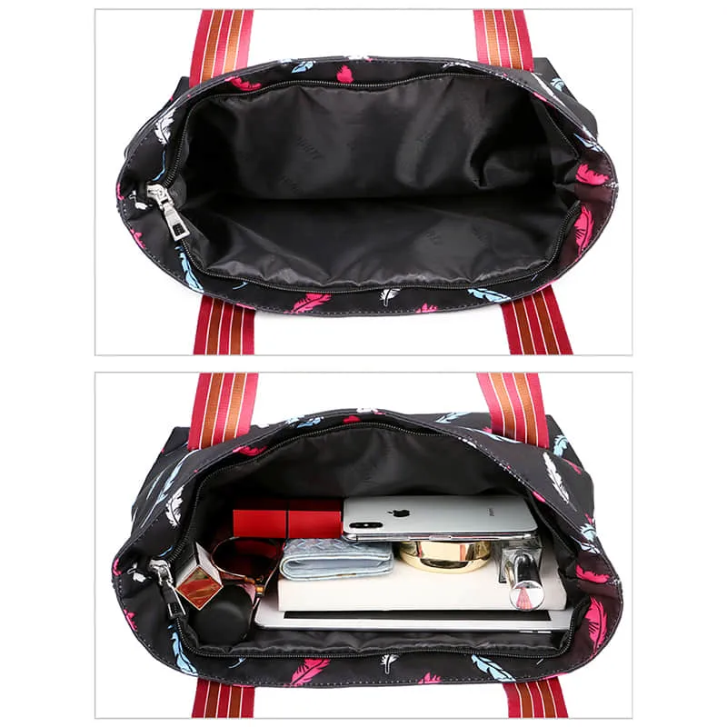 Printed ribbon handbag shopping bag large capacity waterproof Oxford fabric bag