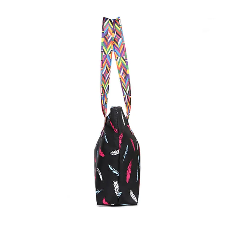 Printed ribbon handbag shopping bag large capacity waterproof Oxford fabric bag